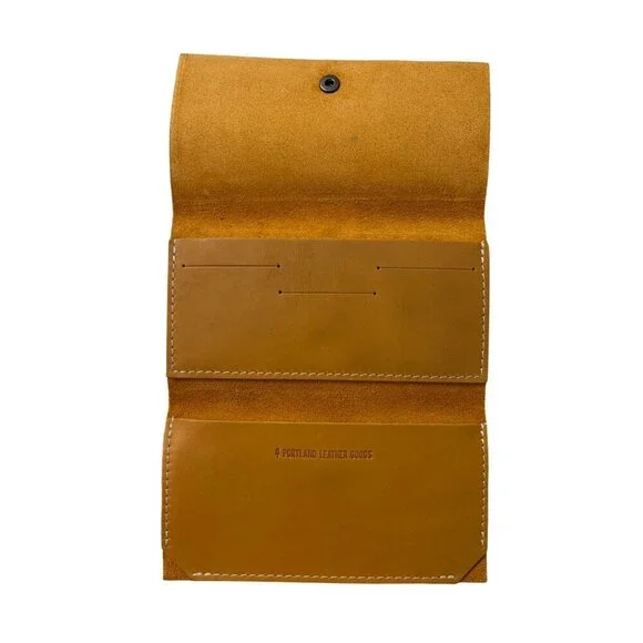 Portland Leather Goods Sunflower Yellow Trifold Rancher Wallet Asymmetrical - Picture 4 of 6